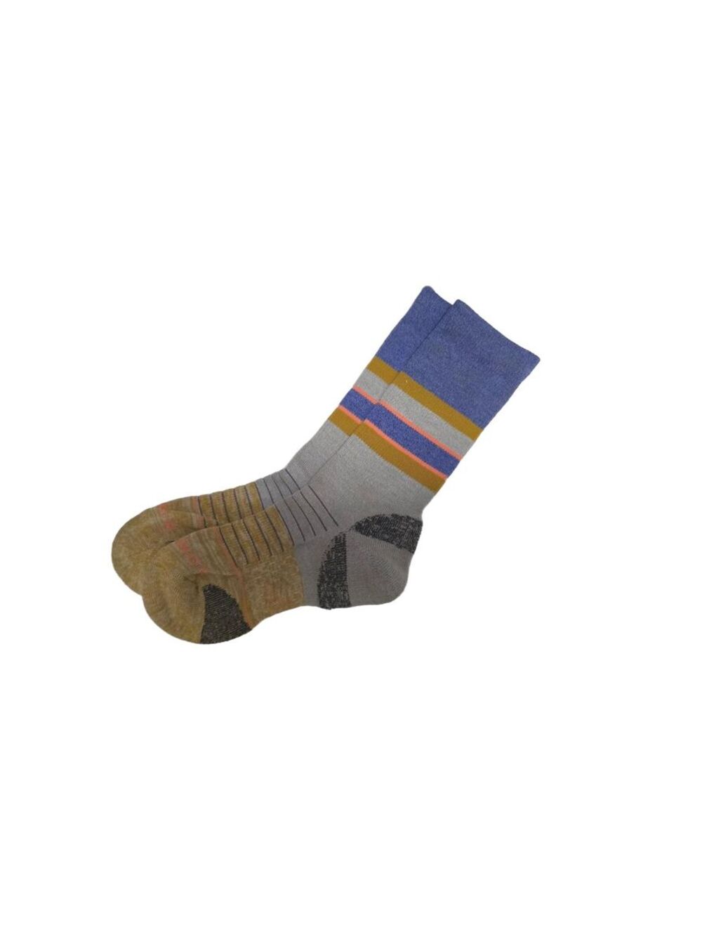 Bombas Hike Crew Socks 1 Pair Med Unisex Gray/Blue/Yellow Merino Wool NEW